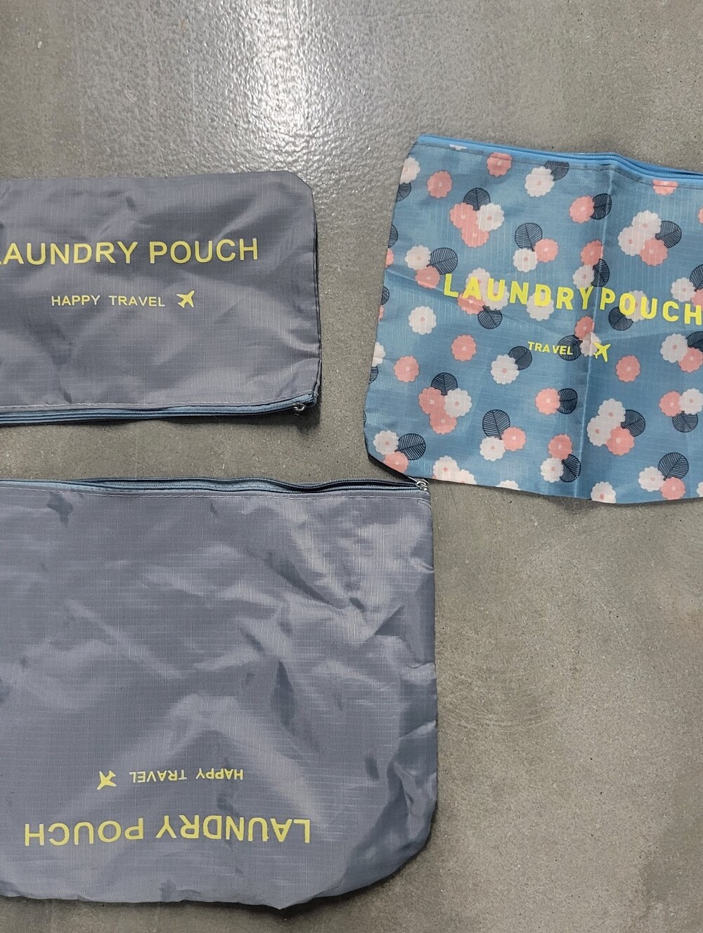 Laundry Pouch Set in Blue and Gray
